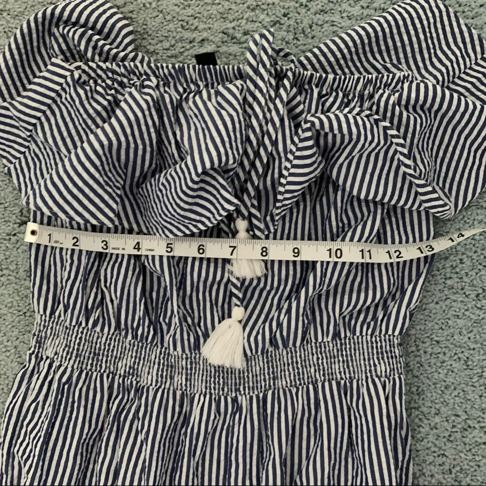 Jcrew seersucker strapless jumpsuit small